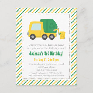 Invitación Cumpleaños de niños con tema de camión de basura r