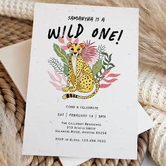Invitación Cumpleaños de niños con tema de guepardo Wild One