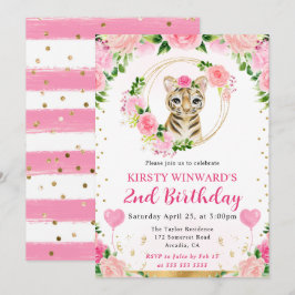Invitación Cumpleaños de niños con tigre de jungla lindo acua
