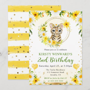 Invitación Cumpleaños de niños con tigre de jungla lindo acua