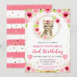 Invitación Cumpleaños de niños con tigre de jungla lindo acua