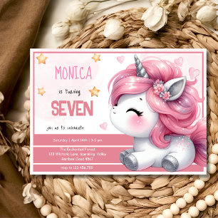 Invitación Cumpleaños de niños con unicornio mágico pastel ca