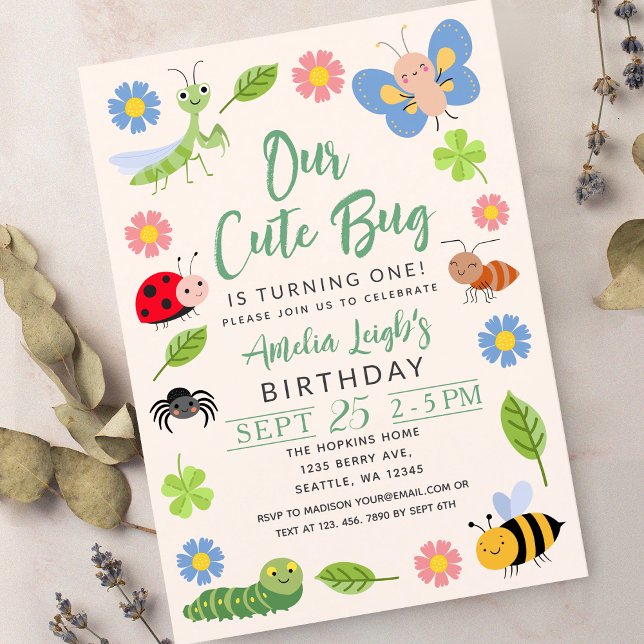 Invitación Cumpleaños de niños de 1er cumpleaños de mariquita (Subido por el creador)