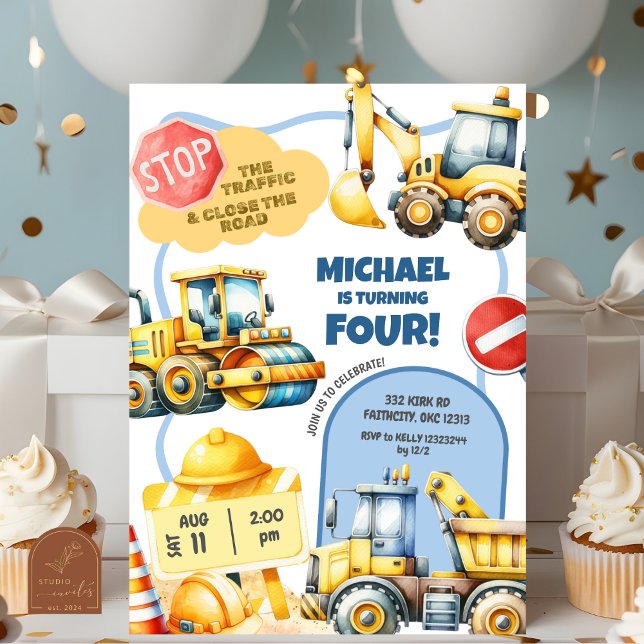 Invitación Cumpleaños de niños de construcción  (Subido por el creador)