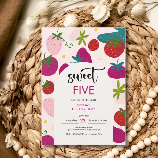 Invitación Cumpleaños de niños de fresa dulce (Subido por el creador)