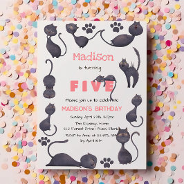 Invitación cumpleaños de niños de gato negro