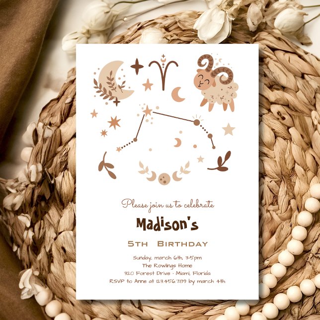 Invitación cumpleaños de niños de Zodiac Aries (Subido por el creador)