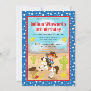 Invitación Cumpleaños de niños del vaquero pelirrojo occident