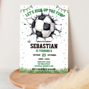 Invitación Cumpleaños de niños deportes Fútbol Patea La Diver