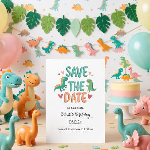 Invitación Cumpleaños de niños Dino guardar la fecha