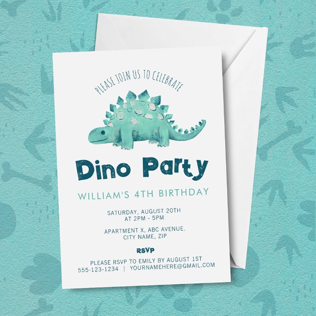 Invitación Cumpleaños de niños Dinosaurio Stegosaurus (Subido por el creador)