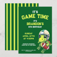 Cumpleaños de niños Dinosaurio verde lindo de fútb