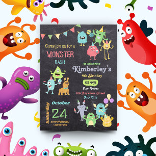 Invitación Cumpleaños de niños divertidos y adorables con tem