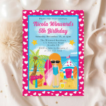 Cumpleaños de niños en la playa con una linda niña