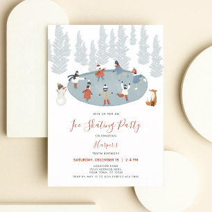 Invitación Cumpleaños de niños en pista de hielo de invierno
