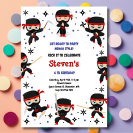 Invitación cumpleaños de niños estilo Ninja