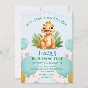 Invitación Cumpleaños de niños fiesta de dinosaurios lindos z