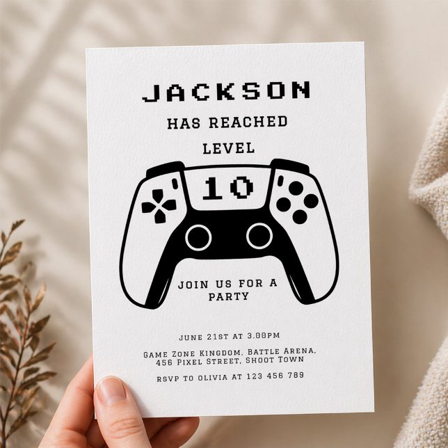 Invitación Cumpleaños de niños gamers con nivel moderno (Subido por el creador)