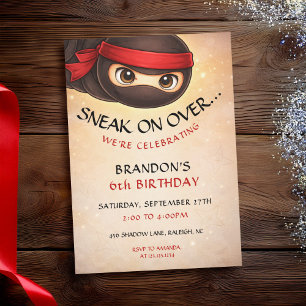 Invitación Cumpleaños de niños lindos ninja enmascarados que 
