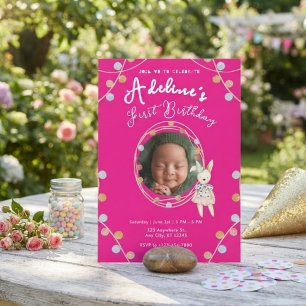 Invitación Cumpleaños de niños lindos rosado