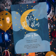 Cumpleaños de niños luna brillante sobre la luna