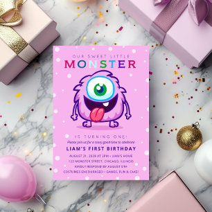 Invitación Cumpleaños de niños Monstruo Dulce Pequeño