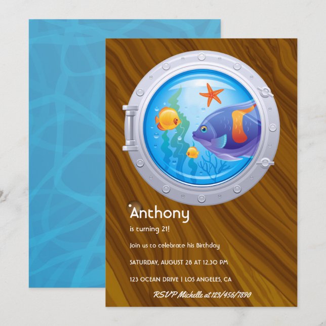 Invitación Cumpleaños de niños náuticos (Anverso / Reverso)