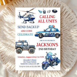 Invitación Cumpleaños de niños oficial de policía