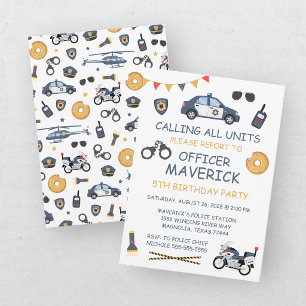 Invitación Cumpleaños de niños Oficial de Policía Llamando a 