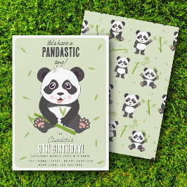 Invitación Cumpleaños de niños osito panda lindo Kawaii