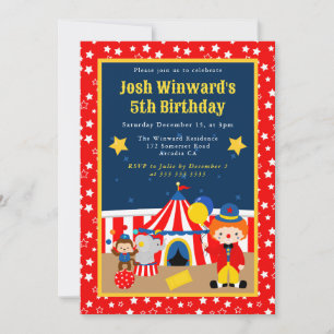 Invitación Cumpleaños de niños payaso niño de circo lindo
