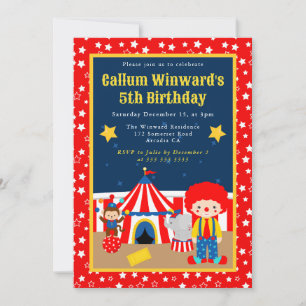 Invitación Cumpleaños de niños payaso niño lindo de circo