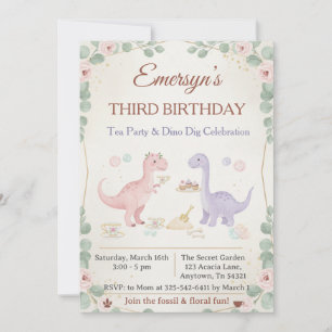 Invitación Cumpleaños de niños prehistóricos con lindo dinosa