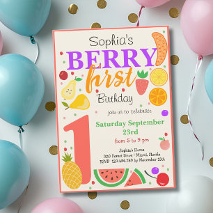 Invitación Cumpleaños de niños primeras frutas del bosque