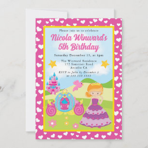 Invitación Cumpleaños de niños Princesa pelirroja linda 