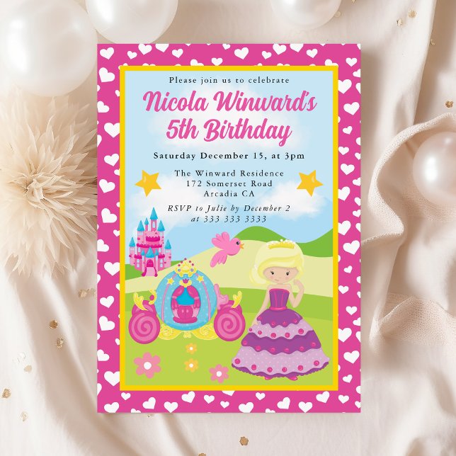 Invitación Cumpleaños de Niños Princesa Rubia Linda (Subido por el creador)
