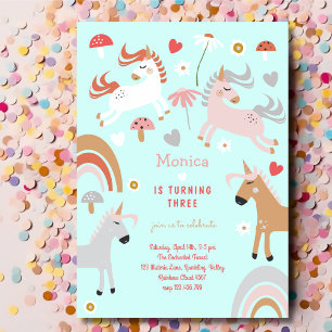 Invitación Cumpleaños de niños que creen en unicornios mágico