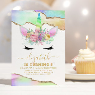Invitación Cumpleaños de Niños Rainbow Unicorn