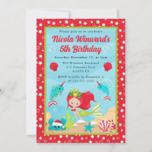 Cumpleaños de Niños Sirena de Navidad Pelirroja Ad