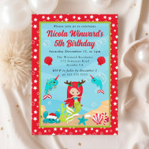 Cumpleaños de niños sirena de Navidad pelirroja li
