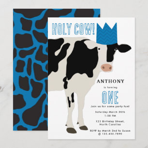 Invitación Cumpleaños de Niños Vaca Sagrada Fiesta de Vaca Az