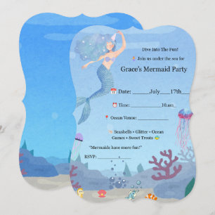 Invitación Cumpleaños de niñosInvitación de fiesta de sirena 