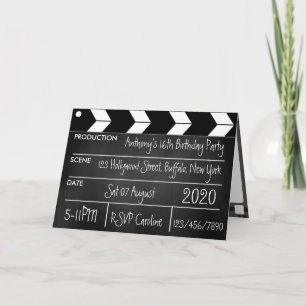 Invitación Cumpleaños de Noche de Cine en Pizarra