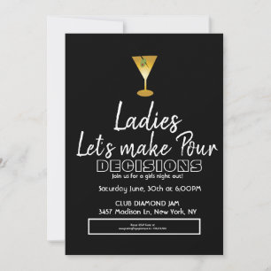 Invitación Cumpleaños de noche de señoras cóctel martini