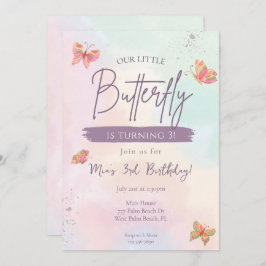 Invitación Cumpleaños de Nuestra Mariposa Pequeña Pastel Mari