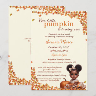 Invitación Cumpleaños de Nuestra Pequeña Calabaza Afro Puff B