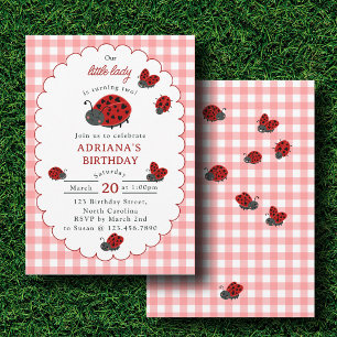 Invitación Cumpleaños de Nuestra Pequeña Lady Ladybug Roja de