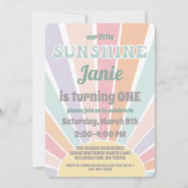 Invitación cumpleaños de nuestra pequeña niña retro hippie so
