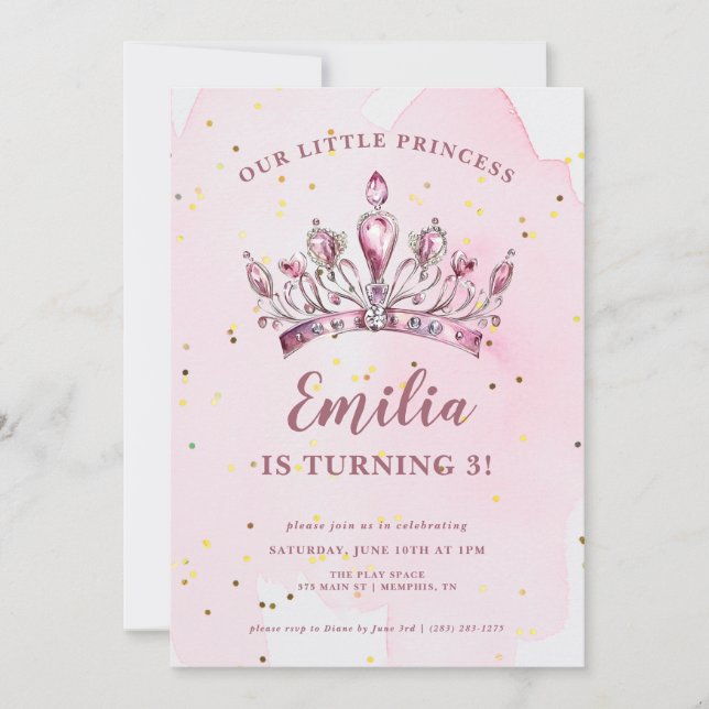Invitación Cumpleaños de nuestra princesa Tiara (Anverso)