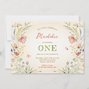 Invitación Cumpleaños de nuestra Wildflower al cumplir un año